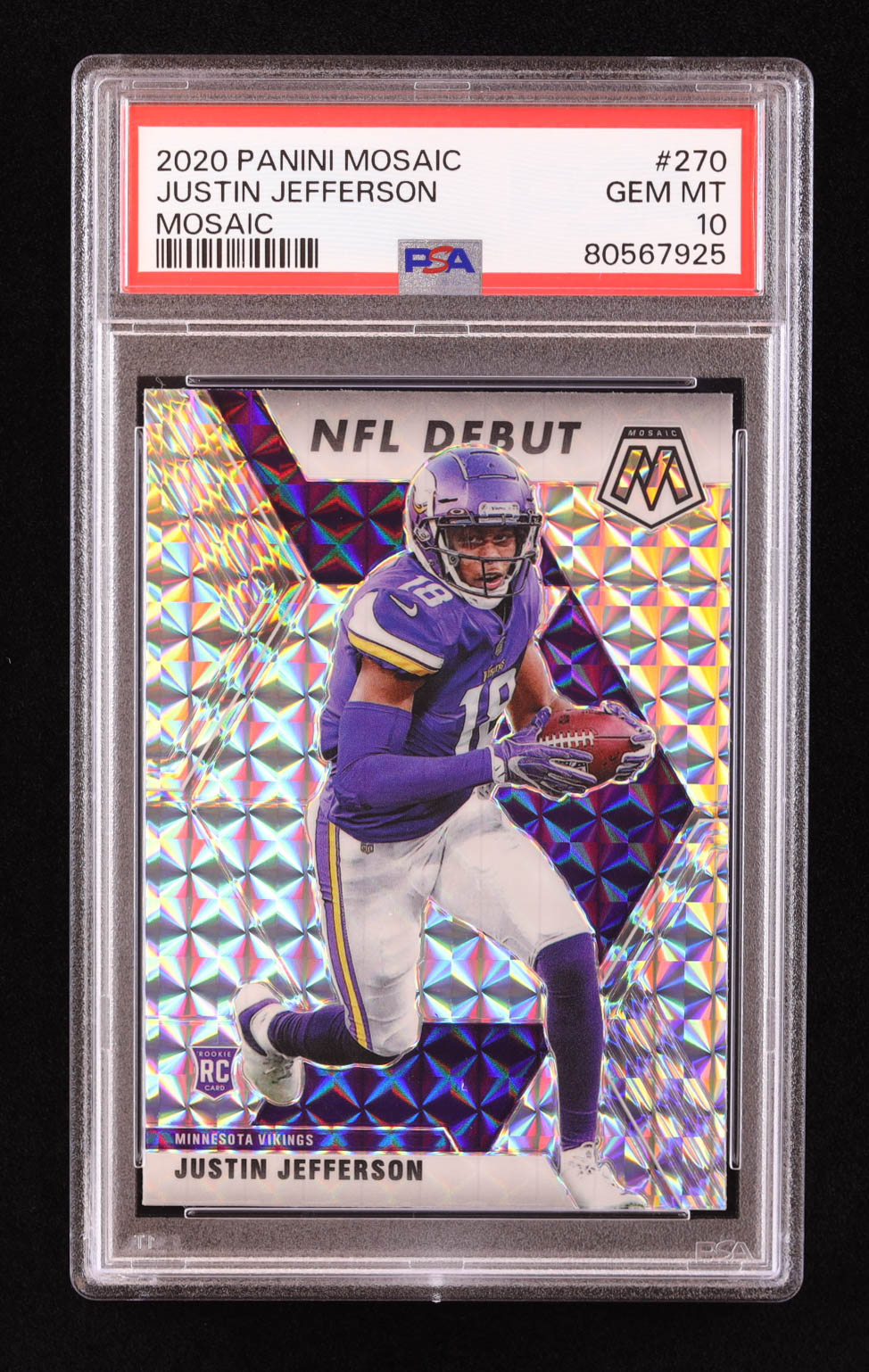 Justin Jefferson 2020 Panini Mosaic Mosaic #270 DEB RC (PSA 10) at PristineAuction.com Justin Jefferson 2020 Panini Mosaic Mosaic #270 DEB RC (PSA 10) at PristineAuction.com