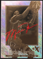 Michael Jordan 1997 SkyBox EX2000 Credentials Red Signature 23Kt Gold Prism Refractor Card at PristineAuction.com