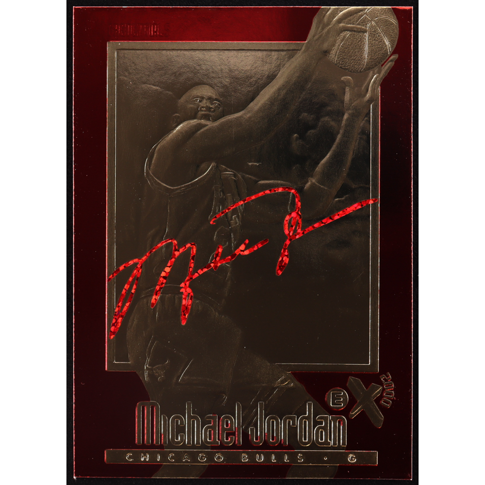 Michael Jordan 1997 SkyBox EX2000 Credentials Red Signature 23Kt Gold Card at PristineAuction.com