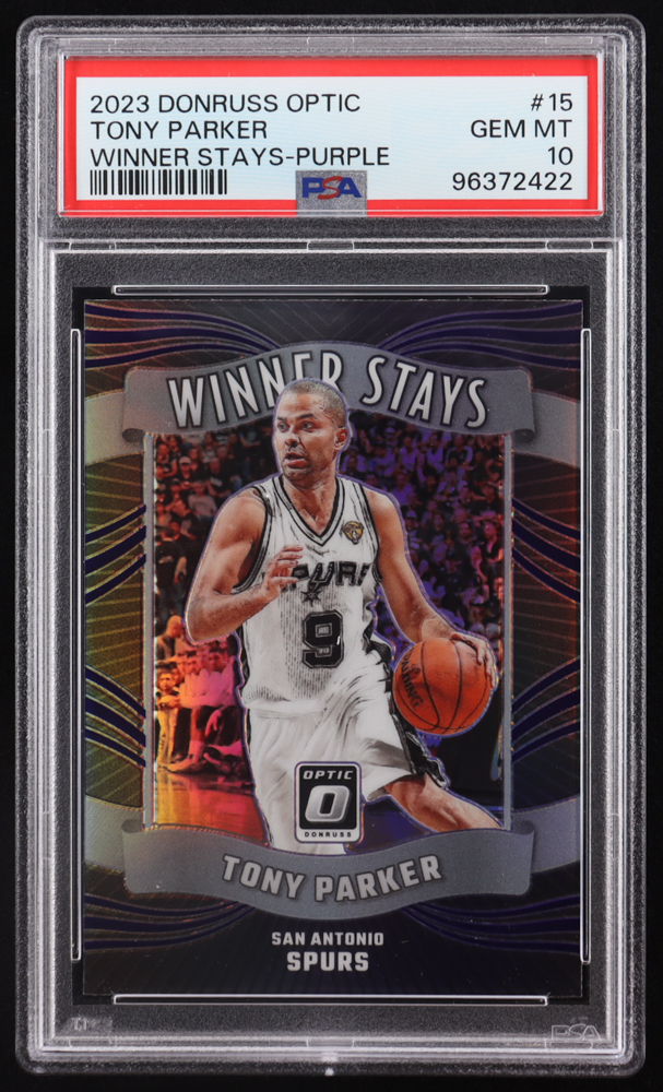 Tony Parker 2023-24 Donruss Optic Winner Stays Purple #15 (PSA 10) at PristineAuction.com Tony Parker 2023-24 Donruss Optic Winner Stays Purple #15 (PSA 10) at PristineAuction.com
