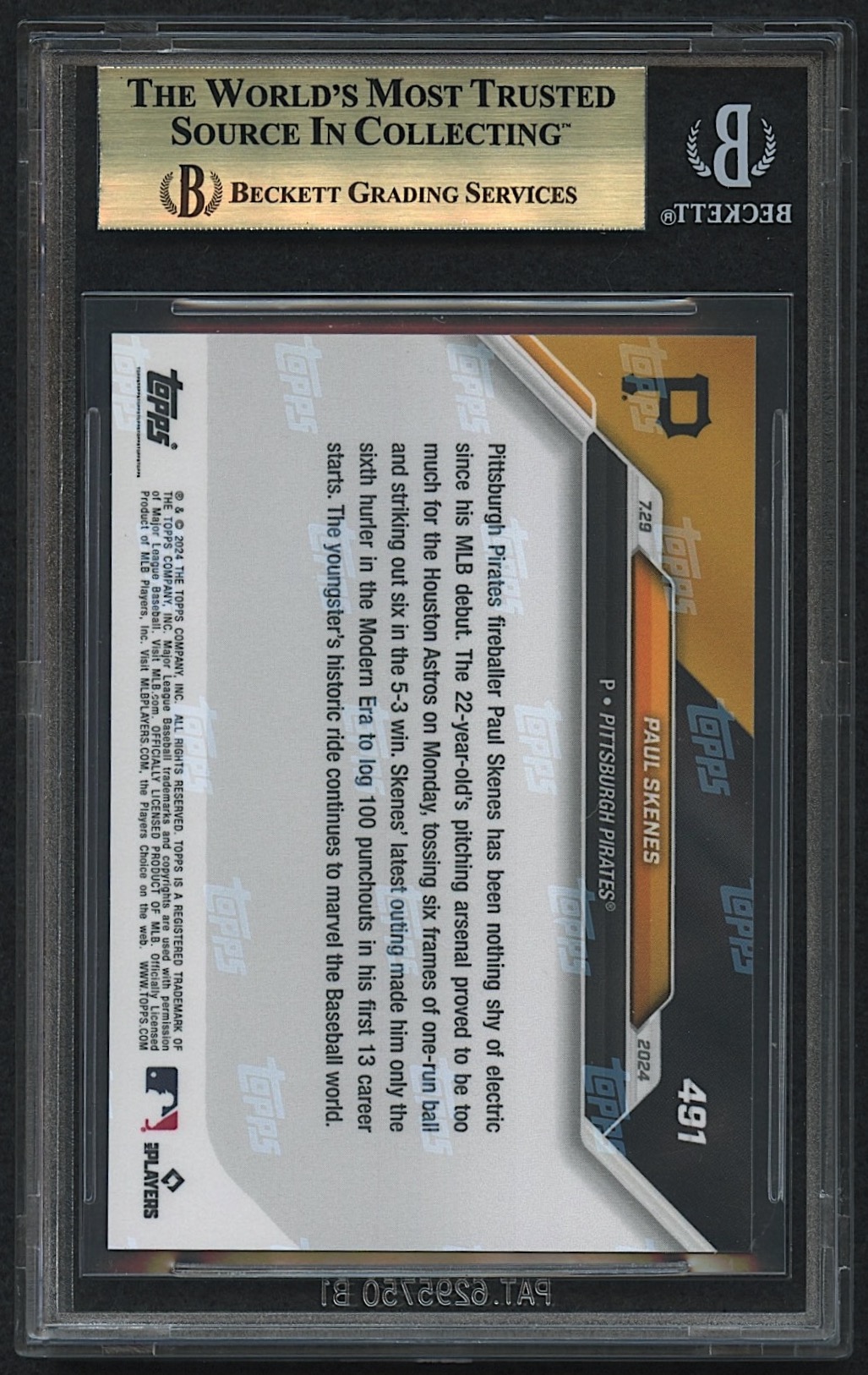Paul Skenes 2024 Topps Now #491 RC (BGS 10) at PristineAuction.com Paul Skenes 2024 Topps Now #491 RC (BGS 10) at PristineAuction.com