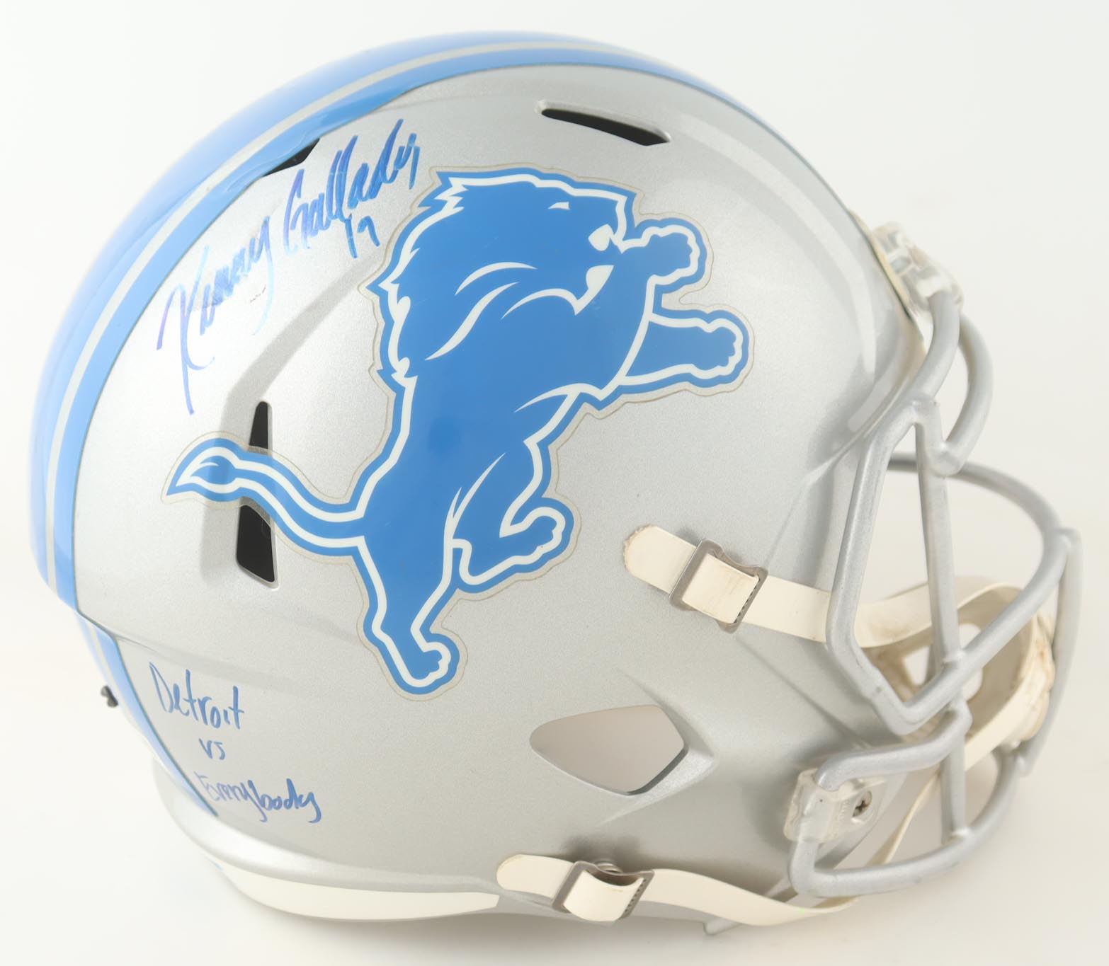 Kenny Golladay Signed Lions Full-Size Speed Helmet Inscribed "Detroit Vs. Everbody" (Beckett) at PristineAuction.com Kenny Golladay Signed Lions Full-Size Speed Helmet Inscribed "Detroit Vs. Everbody" (Beckett) at PristineAuction.com