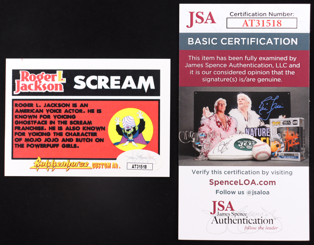 Roger L. Jackson Signed "Scream" Custom Trading Card (JSA) at PristineAuction.com Roger L. Jackson Signed "Scream" Custom Trading Card (JSA) at PristineAuction.com
