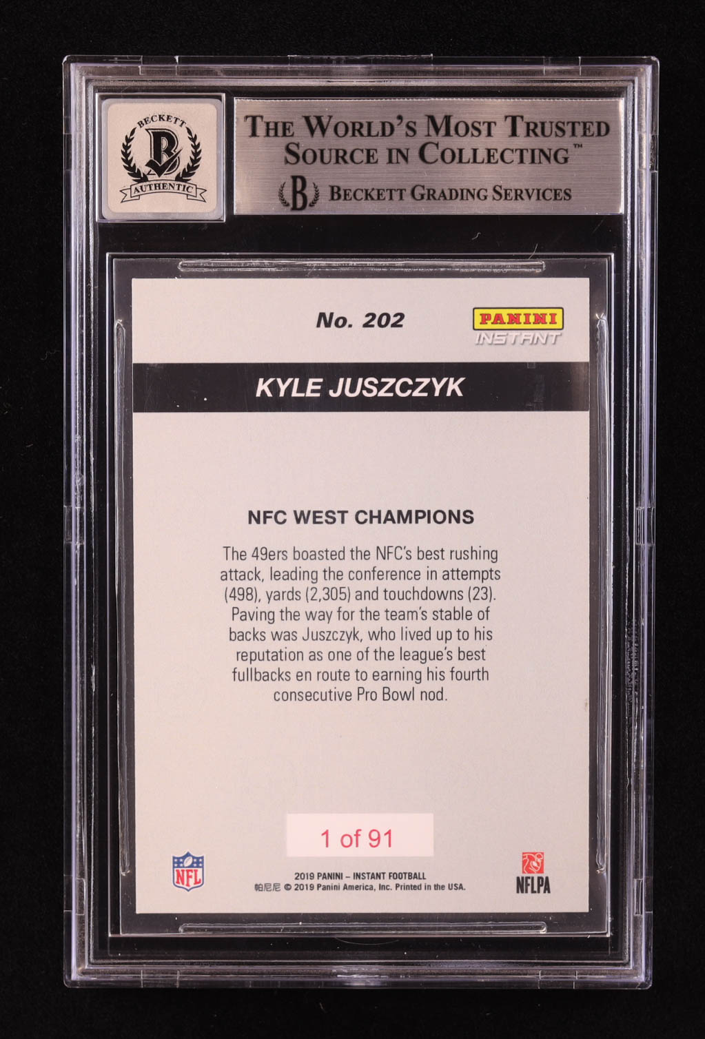 Kyle Juszczyk Signed 2019 Panini Instant #202 (BGS | Auto 10) at PristineAuction.com Kyle Juszczyk Signed 2019 Panini Instant #202 (BGS | Auto 10) at PristineAuction.com