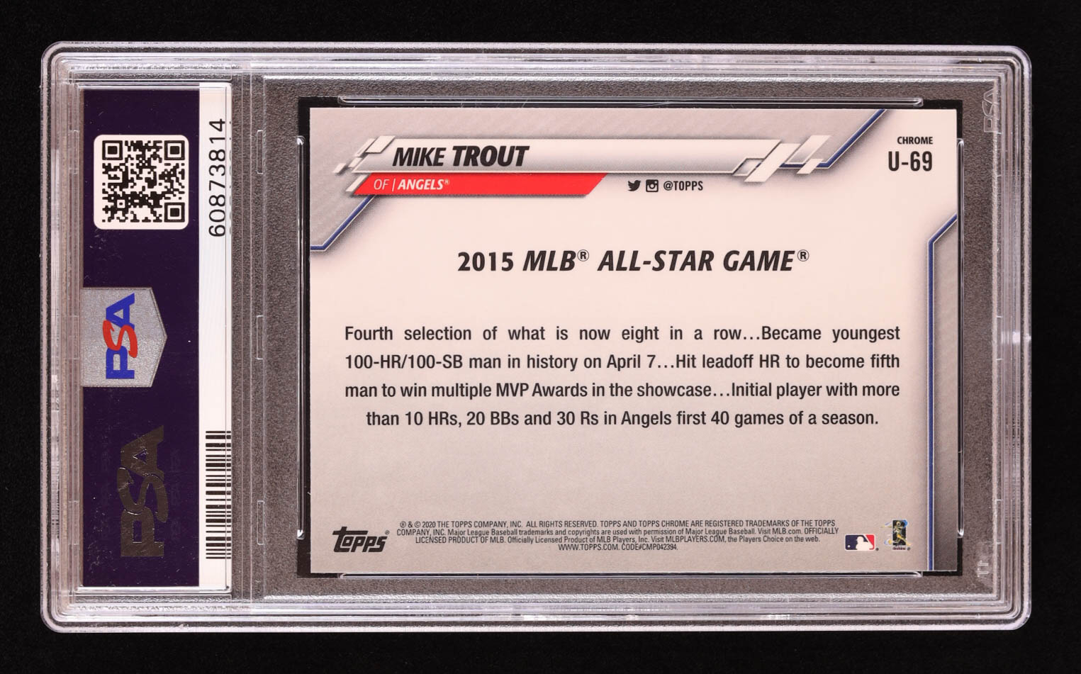 Mike Trout 2020 Topps Chrome Update #U69 AS (PSA 10) at PristineAuction.com Mike Trout 2020 Topps Chrome Update #U69 AS (PSA 10) at PristineAuction.com