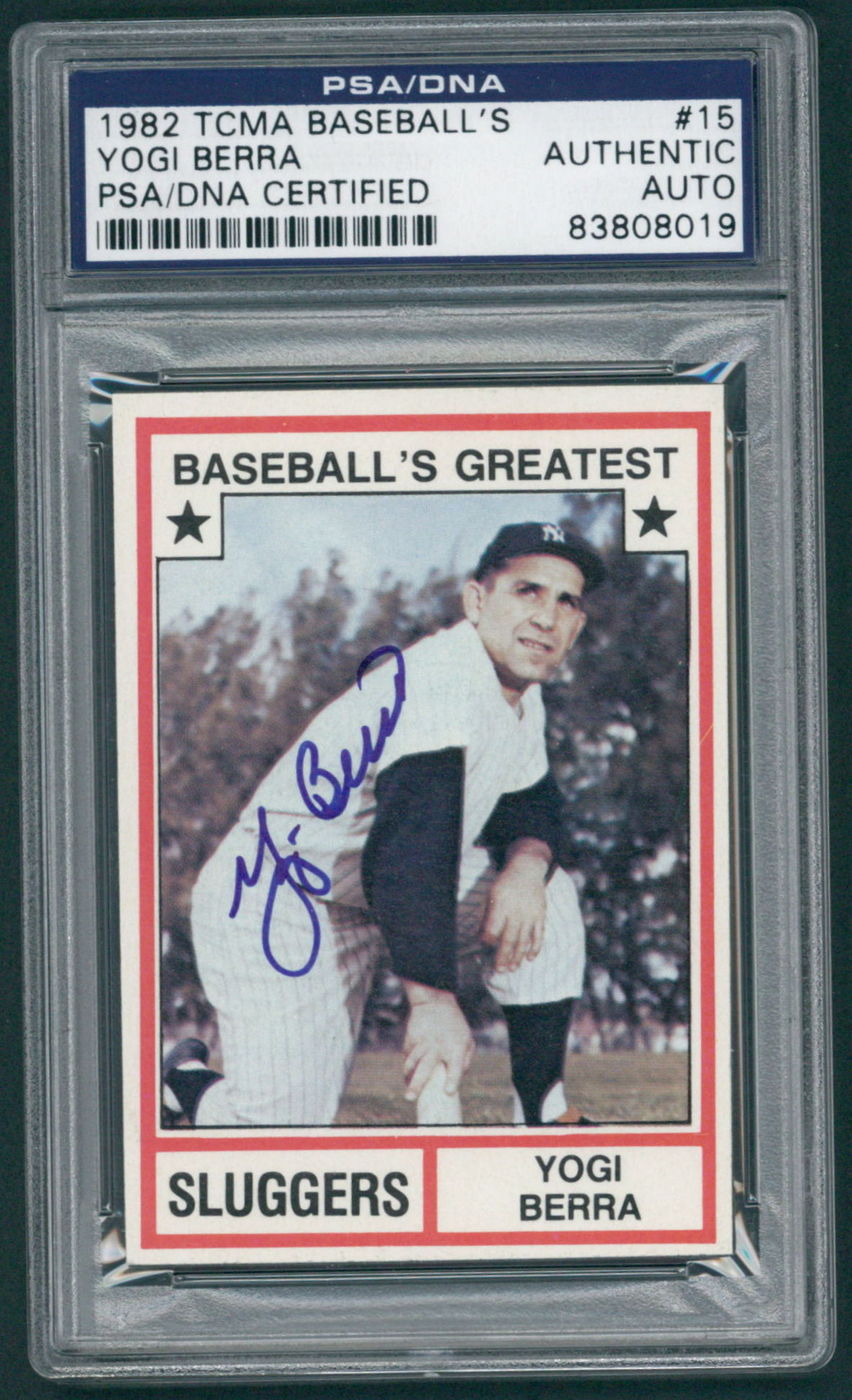 Yogi Berra Signed 1982 TCMA Greatest Sluggers #15 (PSA Encapsulated) at PristineAuction.com Yogi Berra Signed 1982 TCMA Greatest Sluggers #15 (PSA Encapsulated) at PristineAuction.com