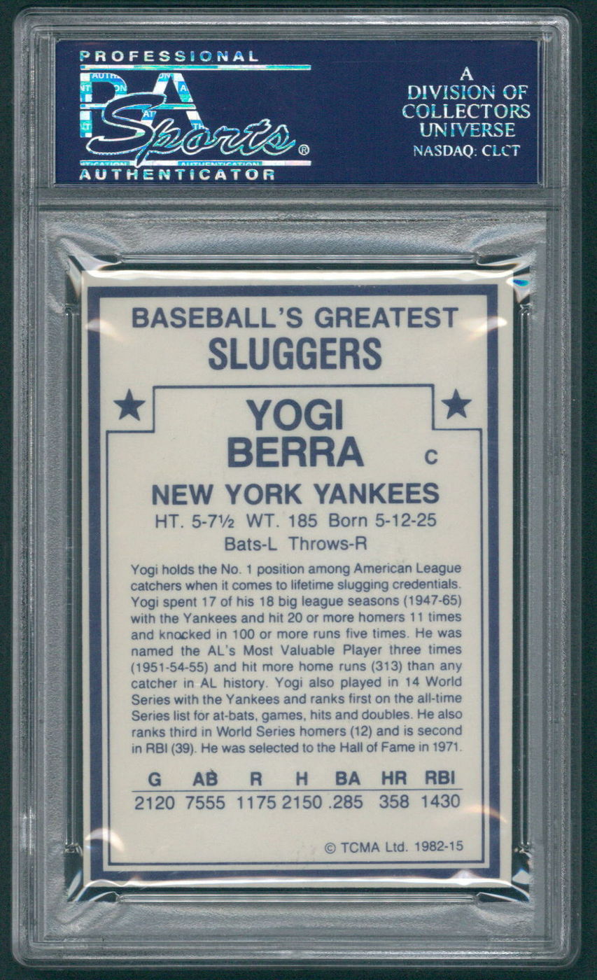 Yogi Berra Signed 1982 TCMA Greatest Sluggers #15 (PSA Encapsulated) at PristineAuction.com Yogi Berra Signed 1982 TCMA Greatest Sluggers #15 (PSA Encapsulated) at PristineAuction.com
