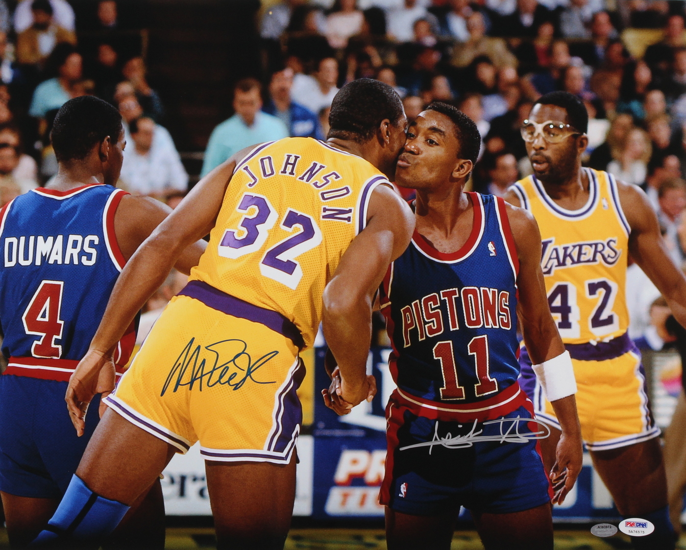 Magic Johnson & Isiah Thomas Signed 16x20 Photo (PSA & Schwartz) at PristineAuction.com Magic Johnson & Isiah Thomas Signed 16x20 Photo (PSA & Schwartz) at PristineAuction.com