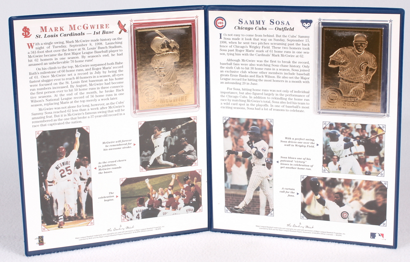 Mark McGwire & Sammy Sosa 22 Karat Gold Card "Breaking The Home Run Record" Commemorative Set at PristineAuction.com Mark McGwire & Sammy Sosa 22 Karat Gold Card "Breaking The Home Run Record" Commemorative Set at PristineAuction.com