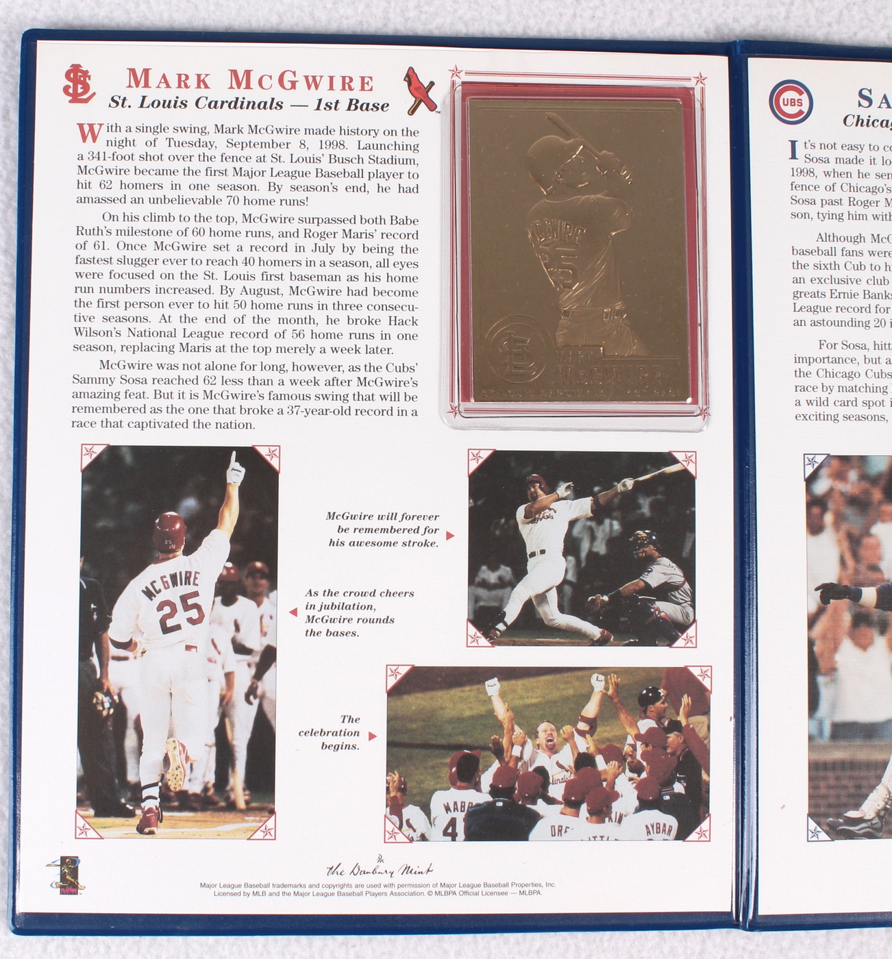 Mark McGwire & Sammy Sosa 22 Karat Gold Card "Breaking The Home Run Record" Commemorative Set at PristineAuction.com Mark McGwire & Sammy Sosa 22 Karat Gold Card "Breaking The Home Run Record" Commemorative Set at PristineAuction.com