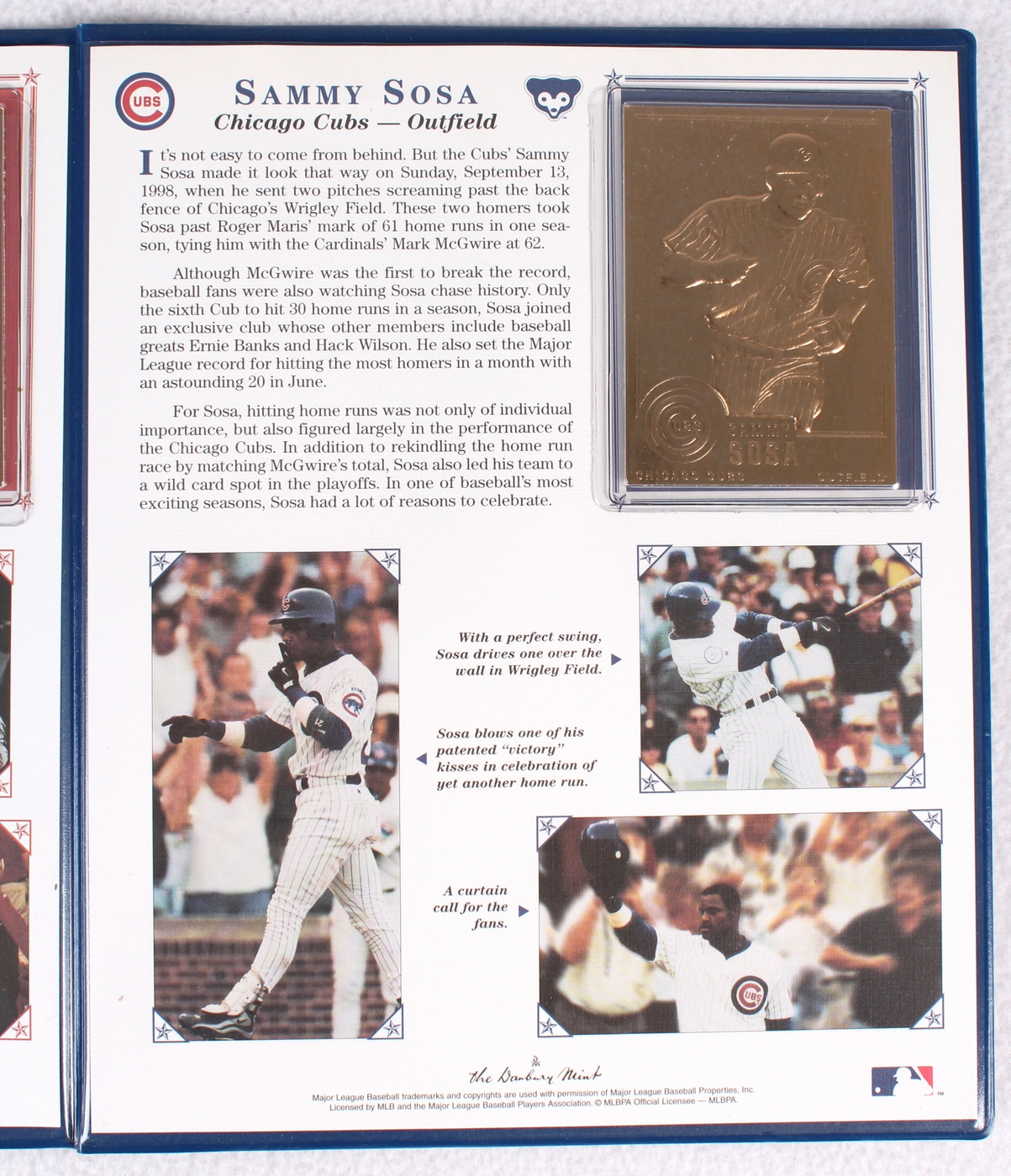 Mark McGwire & Sammy Sosa 22 Karat Gold Card "Breaking The Home Run Record" Commemorative Set at PristineAuction.com Mark McGwire & Sammy Sosa 22 Karat Gold Card "Breaking The Home Run Record" Commemorative Set at PristineAuction.com