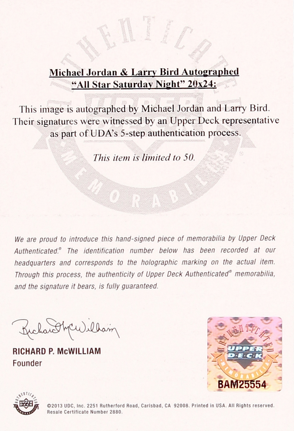 Michael Jordan & Larry Bird Dual Signed LE "All Star Saturday Night" 20x24 Photo (UDA COA) at PristineAuction.com Michael Jordan & Larry Bird Dual Signed LE "All Star Saturday Night" 20x24 Photo (UDA COA) at PristineAuction.com