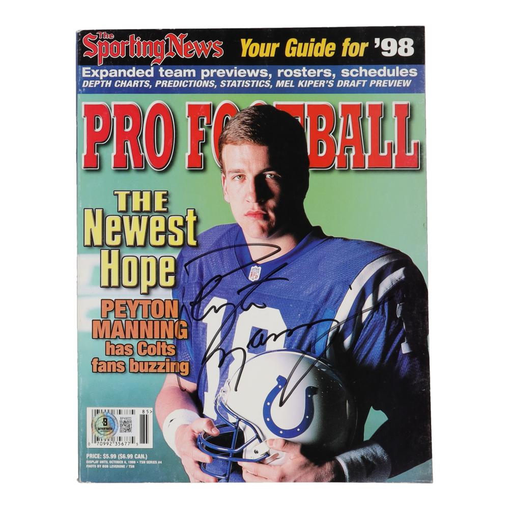 Peyton manning signed 1998 the sporting news magazine beckett
