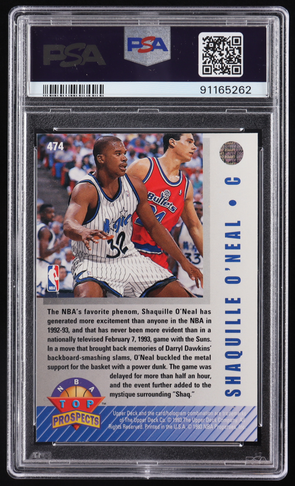 Shaquille O'Neal 1992-93 Upper Deck #474 TP RC (PSA 9) at PristineAuction.com Shaquille O'Neal 1992-93 Upper Deck #474 TP RC (PSA 9) at PristineAuction.com