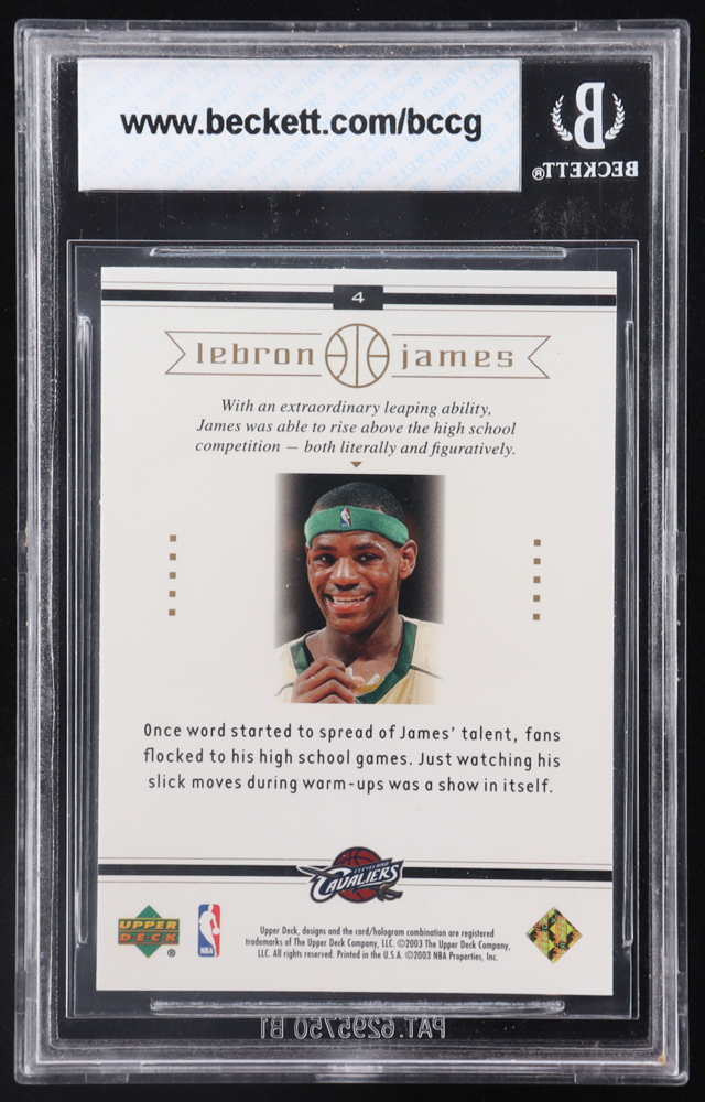 LeBron James 2003 Upper Deck LeBron James Box Set #4 Center of Attention RC (BCCG 10) at PristineAuction.com LeBron James 2003 Upper Deck LeBron James Box Set #4 Center of Attention RC (BCCG 10) at PristineAuction.com