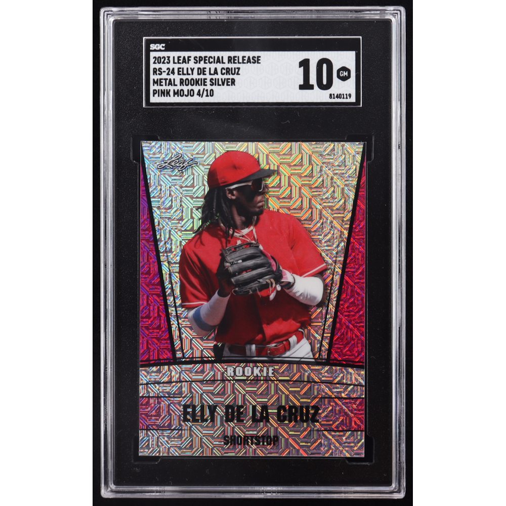 Elly De La Cruz 2023 Leaf Special Release Rookie Mojo Pink #RS24 RC #4/10 (SGC 10) at PristineAuction.com