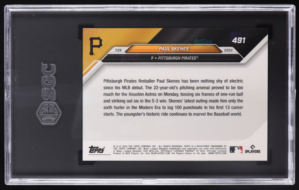 Paul Skenes 2024 Topps Now #491 RC (SGC 9.5) at PristineAuction.com Paul Skenes 2024 Topps Now #491 RC (SGC 9.5) at PristineAuction.com