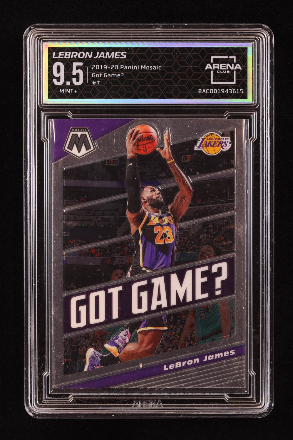 LeBron James 2019-20 Panini Mosaic Got Game? #7 (Arena 9.5) at PristineAuction.com LeBron James 2019-20 Panini Mosaic Got Game? #7 (Arena 9.5) at PristineAuction.com