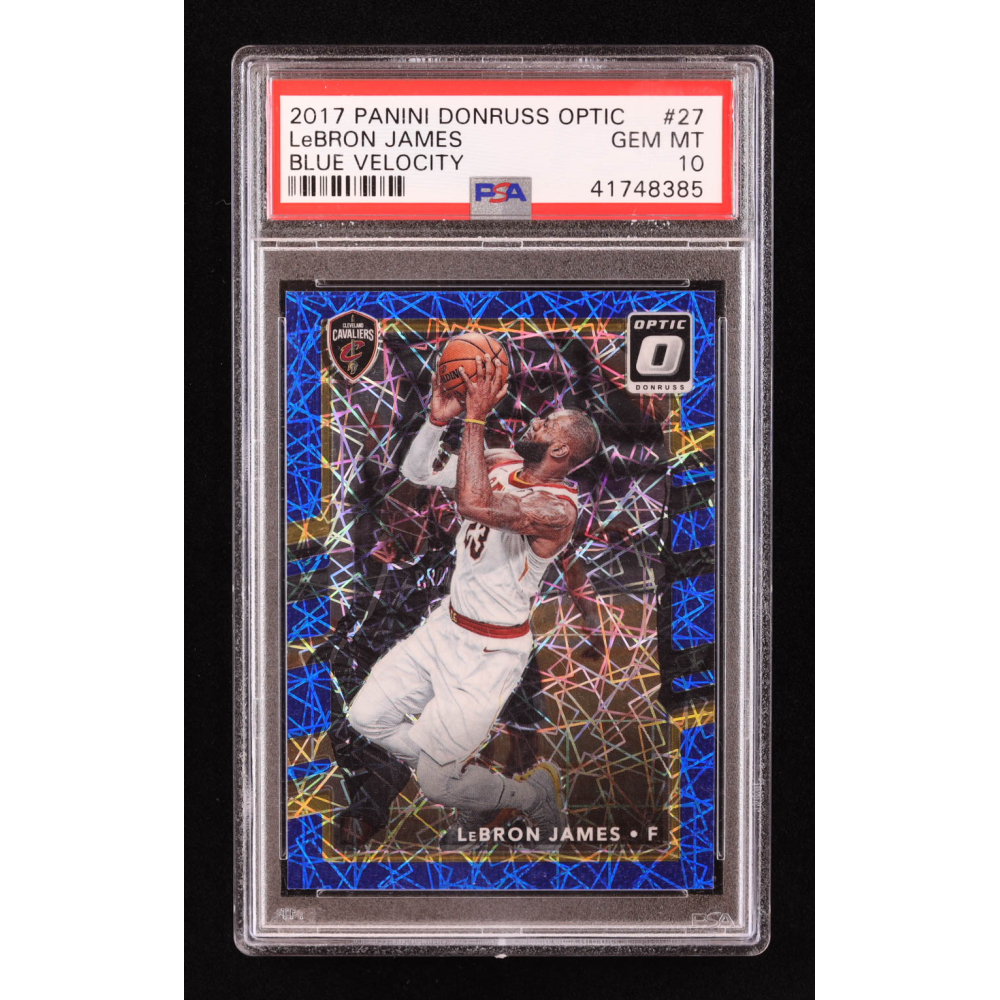 LeBron James 2017-18 Donruss Optic Blue Velocity #27 (PSA 10) at PristineAuction.com