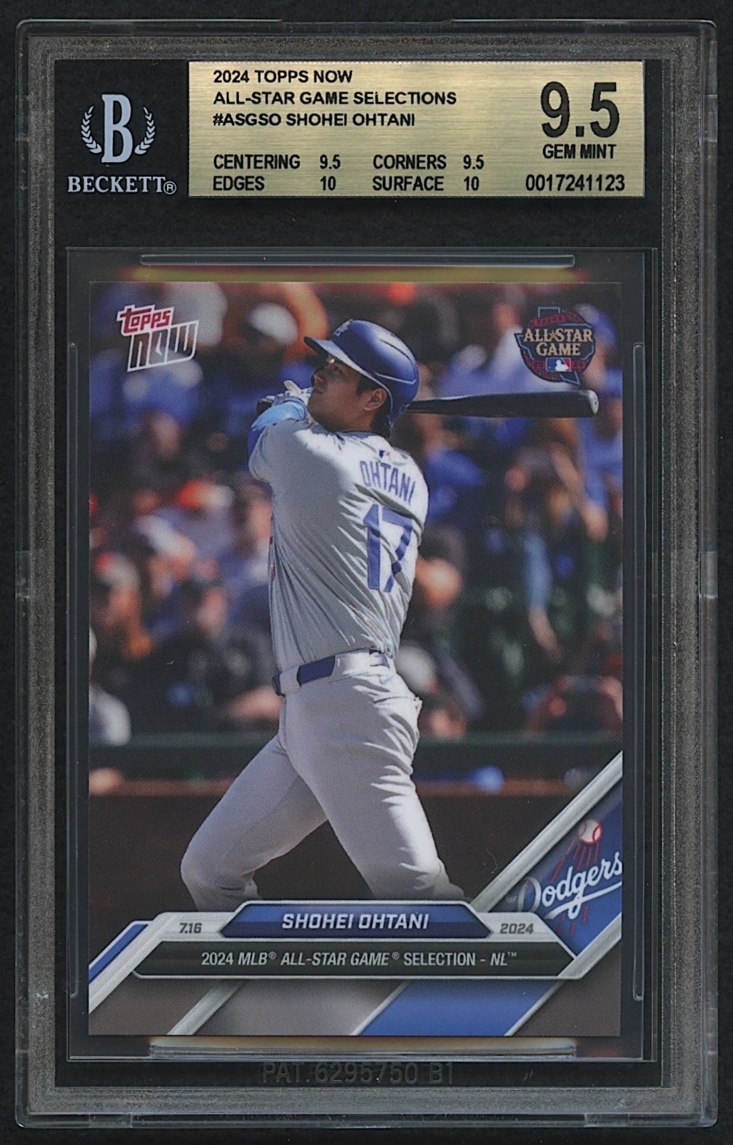 Shohei Ohtani 2024 Topps Now All-Star Game Selections #ASGSO (BGS 9.5) at PristineAuction.com Shohei Ohtani 2024 Topps Now All-Star Game Selections #ASGSO (BGS 9.5) at PristineAuction.com