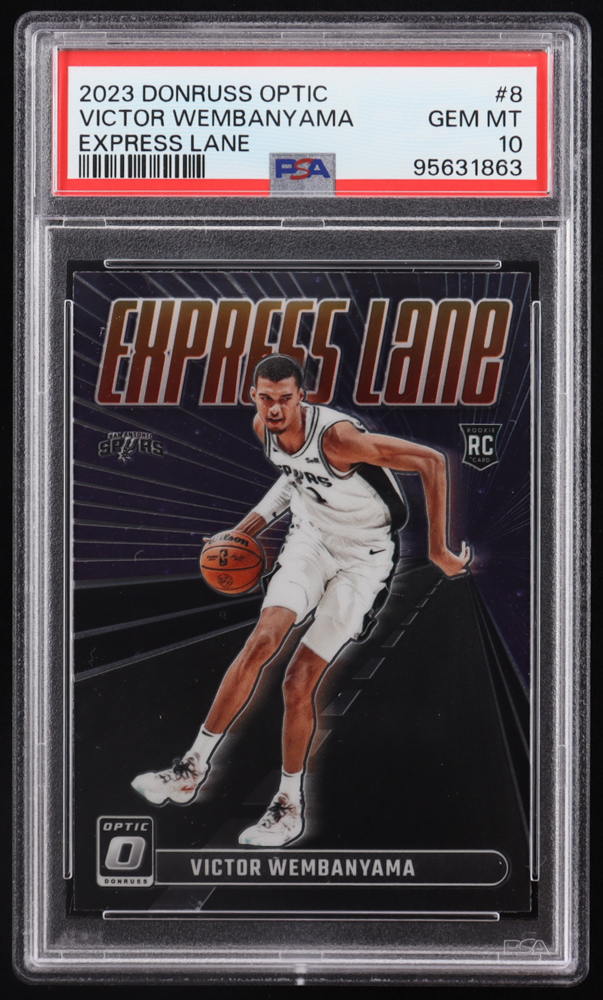 Victor Wembanyama 2023-24 Donruss Optic Express Lane #8 RC (PSA 10) at PristineAuction.com Victor Wembanyama 2023-24 Donruss Optic Express Lane #8 RC (PSA 10) at PristineAuction.com