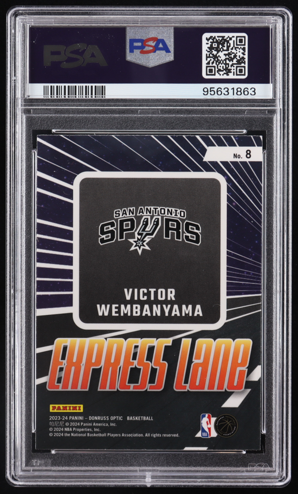 Victor Wembanyama 2023-24 Donruss Optic Express Lane #8 RC (PSA 10) at PristineAuction.com Victor Wembanyama 2023-24 Donruss Optic Express Lane #8 RC (PSA 10) at PristineAuction.com