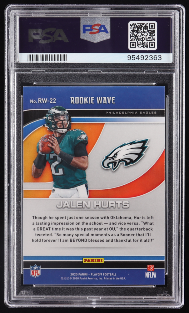 Jalen Hurts 2020 Playoff Rookie Wave #22 RC (PSA 10) at PristineAuction.com Jalen Hurts 2020 Playoff Rookie Wave #22 RC (PSA 10) at PristineAuction.com