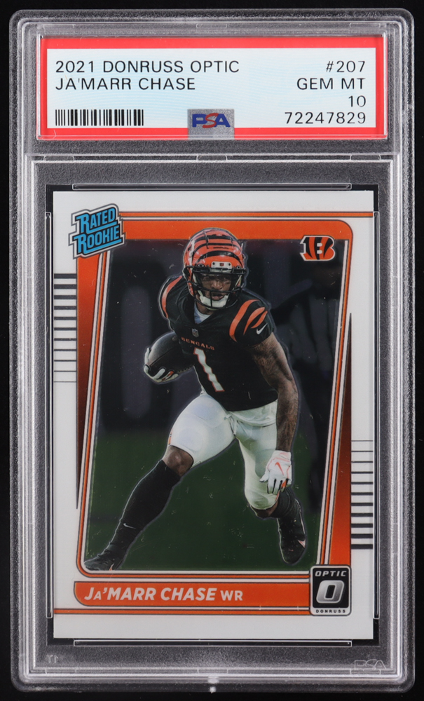 Ja'Marr Chase 2021 Donruss Optic #207 RR RC (PSA 10) at PristineAuction.com Ja'Marr Chase 2021 Donruss Optic #207 RR RC (PSA 10) at PristineAuction.com