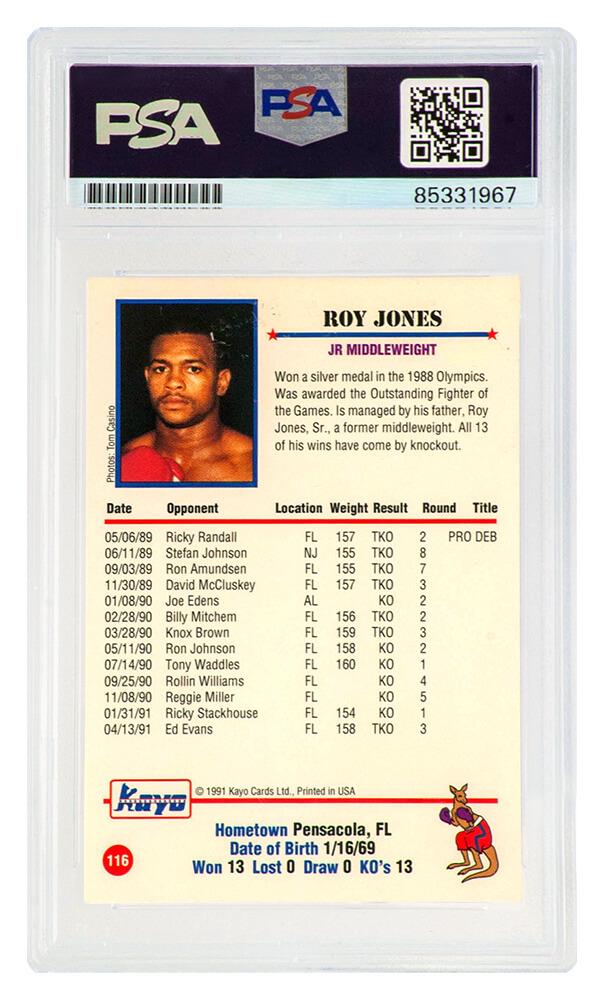 Roy Jones Jr. Signed 1991 Kayo #116 (PSA) at PristineAuction.com Roy Jones Jr. Signed 1991 Kayo #116 (PSA) at PristineAuction.com
