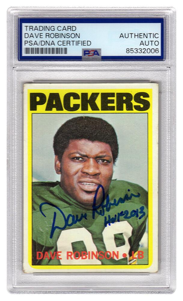 Dave Robinson Signed 1972 Topps Football Card #116 Inscribed "HOF 2013" (PSA) at PristineAuction.com Dave Robinson Signed 1972 Topps Football Card #116 Inscribed "HOF 2013" (PSA) at PristineAuction.com