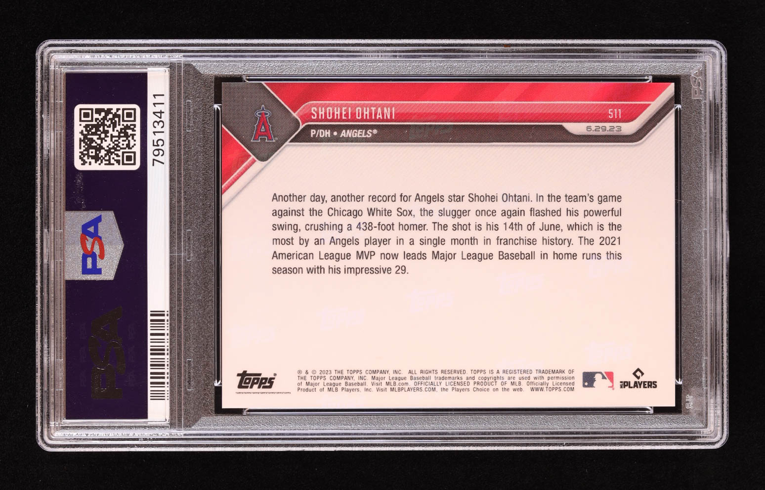 Shohei Ohtani 2023 Topps Now #511 (PSA 10) at PristineAuction.com Shohei Ohtani 2023 Topps Now #511 (PSA 10) at PristineAuction.com