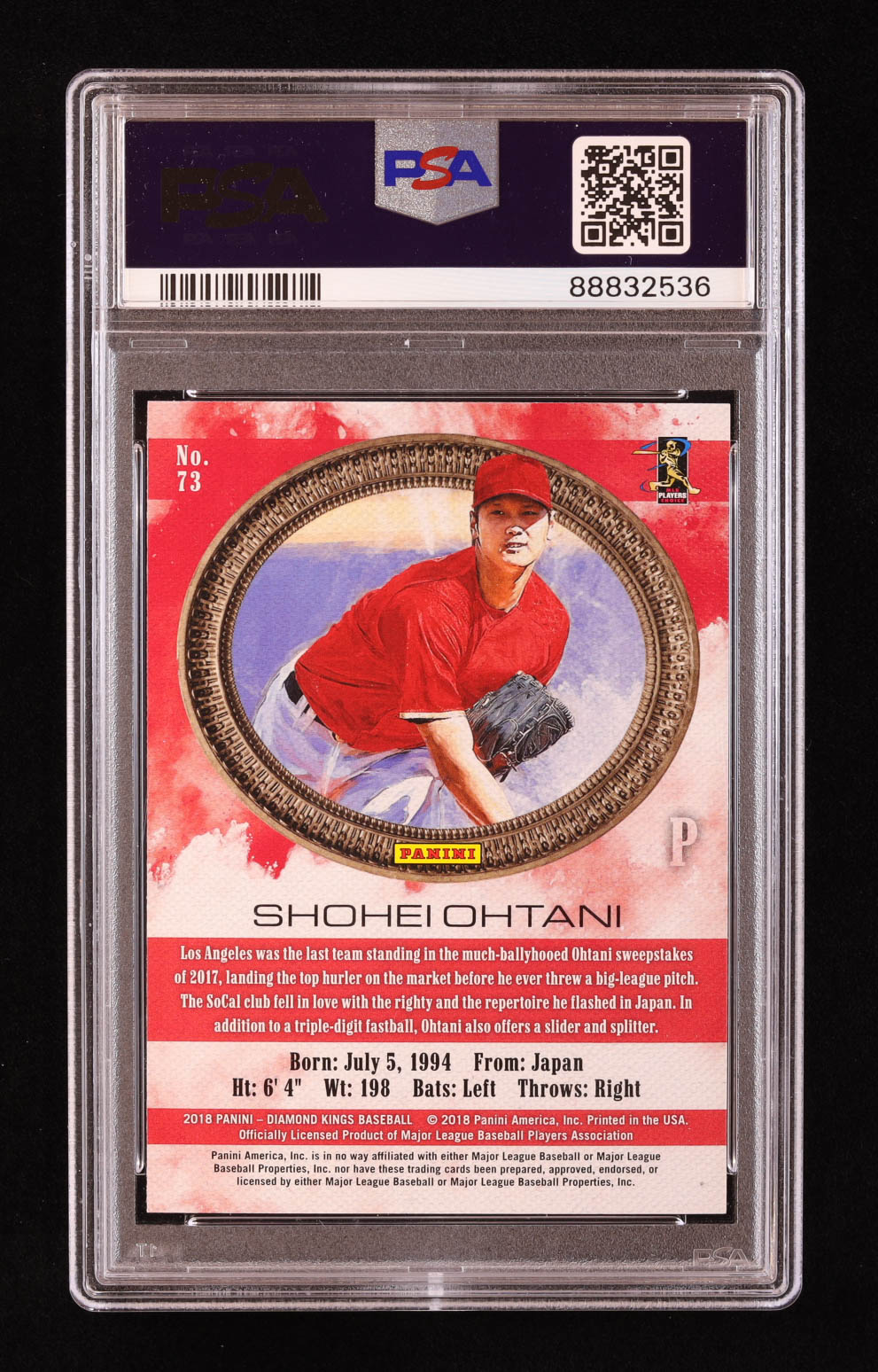 Shohei Ohtani 2018 Diamond Kings #73 RC (PSA 10) at PristineAuction.com Shohei Ohtani 2018 Diamond Kings #73 RC (PSA 10) at PristineAuction.com