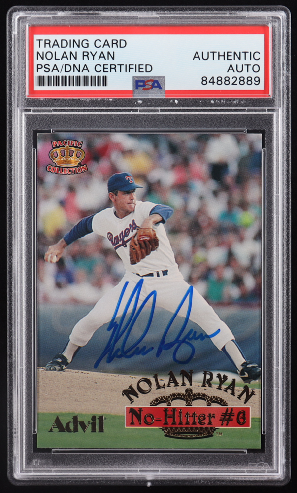 Nolan Ryan Signed 1996 Pacific / Advil Nolan Ryan #10 No-Hitter #6 (PSA) at PristineAuction.com Nolan Ryan Signed 1996 Pacific / Advil Nolan Ryan #10 No-Hitter #6 (PSA) at PristineAuction.com
