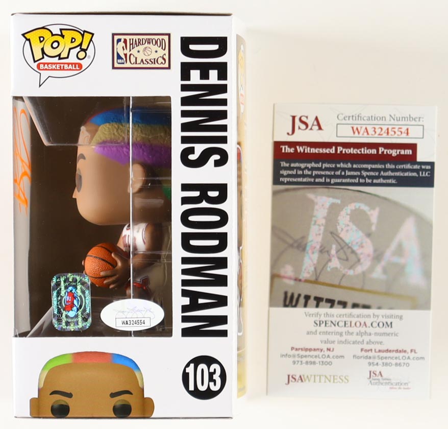 Dennis Rodman Signed Bulls #103 Funko Pop! Vinyl Figure (JSA & Rodman) at PristineAuction.com Dennis Rodman Signed Bulls #103 Funko Pop! Vinyl Figure (JSA & Rodman) at PristineAuction.com