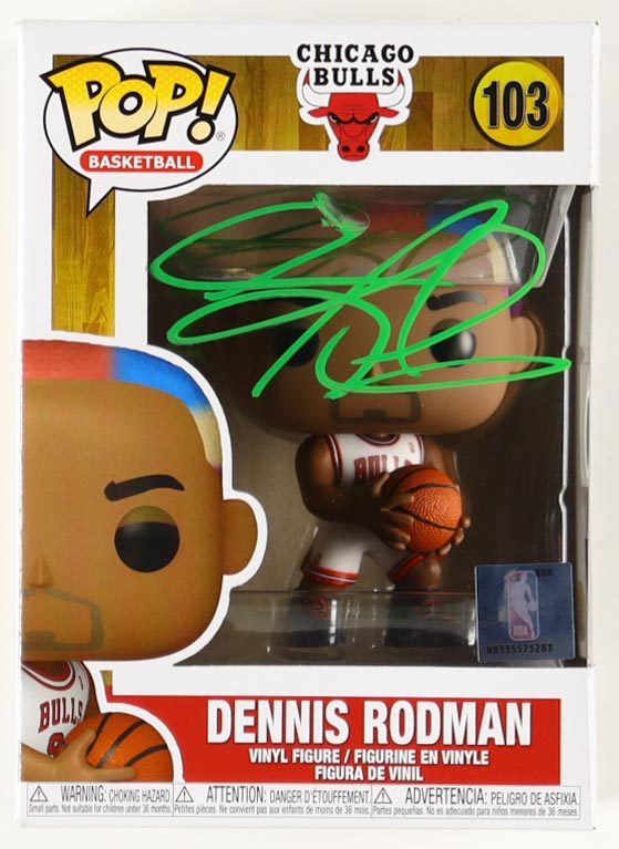 Dennis Rodman Signed Bulls #103 Funko Pop! Vinyl Figure (JSA & Rodman) at PristineAuction.com Dennis Rodman Signed Bulls #103 Funko Pop! Vinyl Figure (JSA & Rodman) at PristineAuction.com