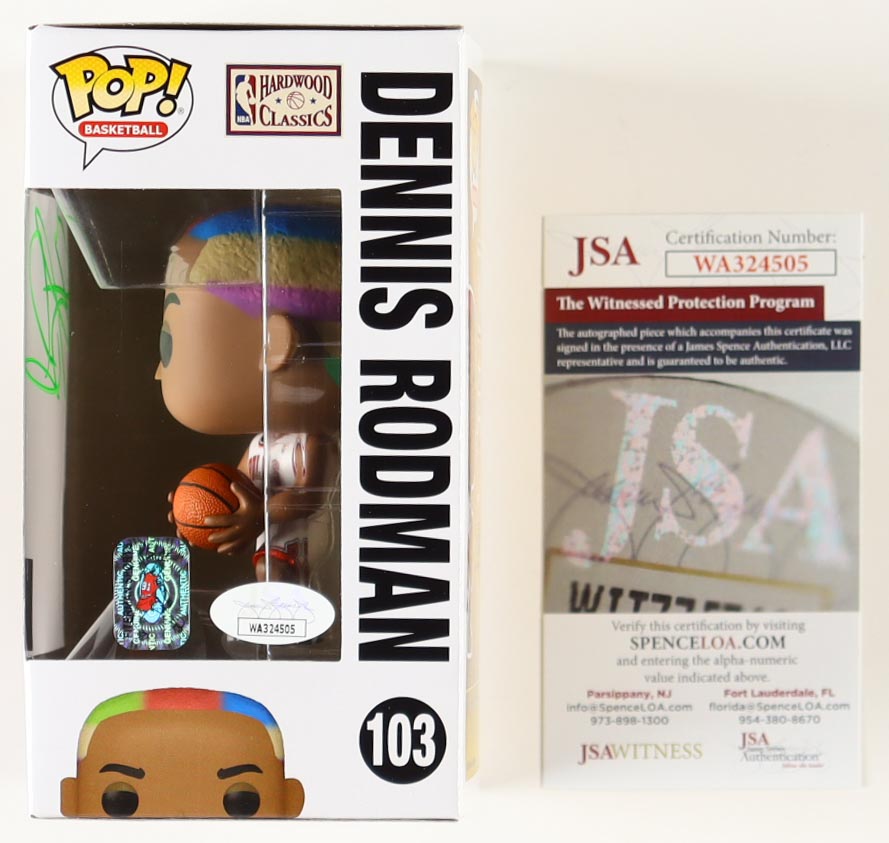 Dennis Rodman Signed Bulls #103 Funko Pop! Vinyl Figure (JSA & Rodman) at PristineAuction.com Dennis Rodman Signed Bulls #103 Funko Pop! Vinyl Figure (JSA & Rodman) at PristineAuction.com