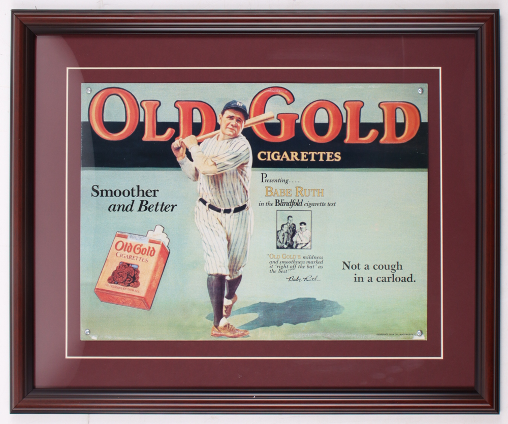 Tin Babe Ruth Old Gold Custom Framed Sign Display | Pristine Auction