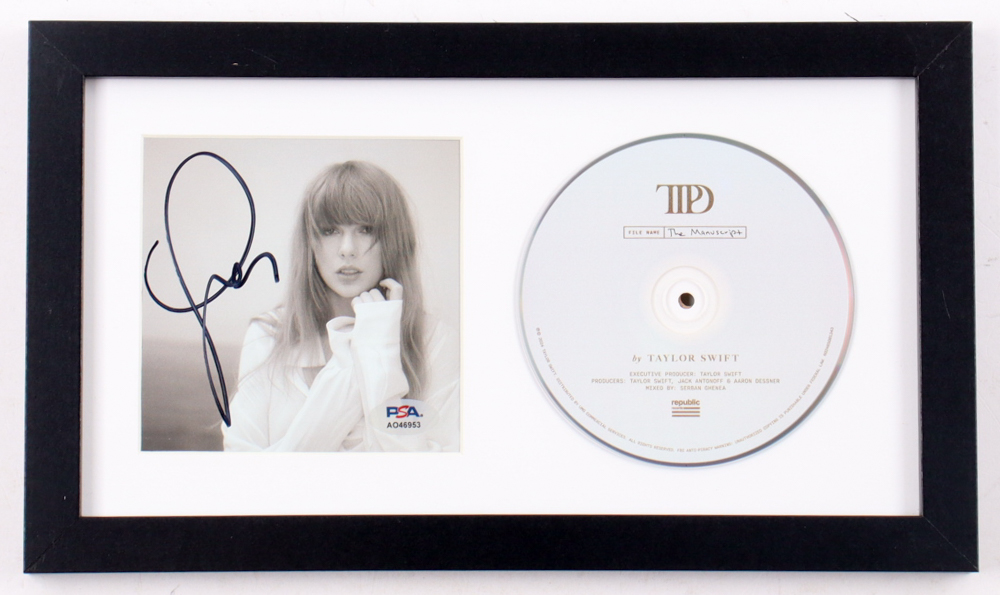 Taylor Swift Signed Custom Framed "The Tortured Poets Department" CD Album Cover Display (PSA) at PristineAuction.com Taylor Swift Signed Custom Framed "The Tortured Poets Department" CD Album Cover Display (PSA) at PristineAuction.com