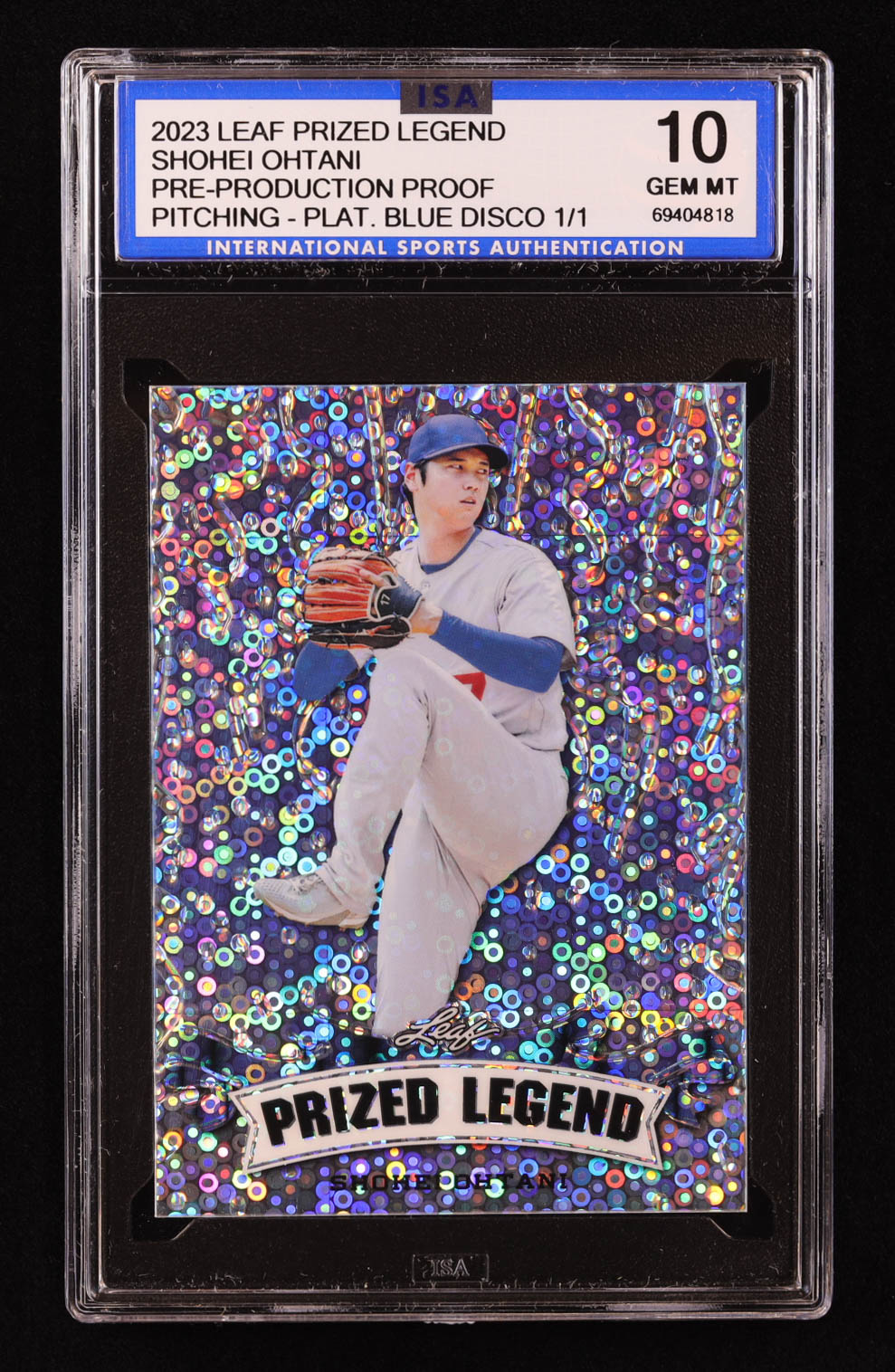 Shohei Ohtani 2023 Leaf Metal Prized Legend Disco Platinum Blue Pre-Production Proof #NNO #1/1 (ISA 10) at PristineAuction.com Shohei Ohtani 2023 Leaf Metal Prized Legend Disco Platinum Blue Pre-Production Proof #NNO #1/1 (ISA 10) at PristineAuction.com