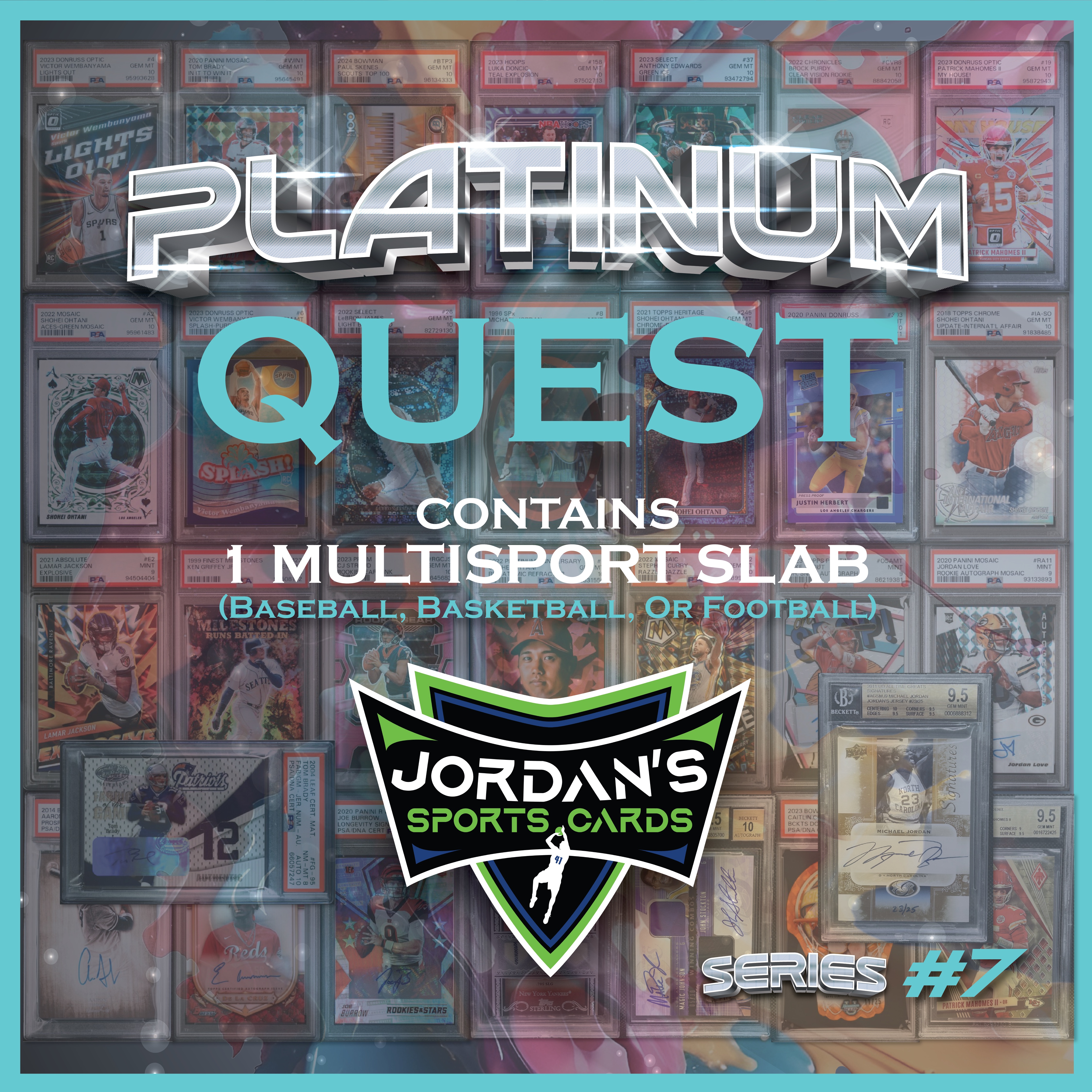 Platinum Quest Series 7 Sports Card Mystery Box Presented by Jordan's Sports Cards - (1) Graded PSA, BGS, or SGC Card Per Pack at PristineAuction.com Platinum Quest Series 7 Sports Card Mystery Box Presented by Jordan's Sports Cards - (1) Graded PSA, BGS, or SGC Card Per Pack at PristineAuction.com