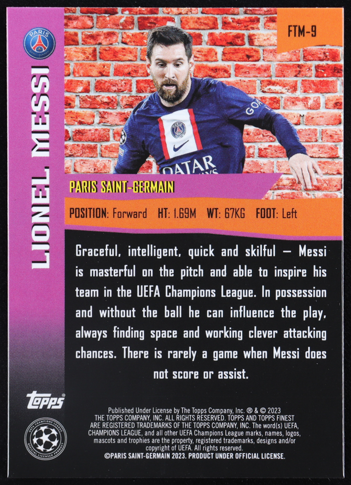 Lionel Messi 2022-23 Finest UEFA Club Competitions The Man #FTM9 at PristineAuction.com Lionel Messi 2022-23 Finest UEFA Club Competitions The Man #FTM9 at PristineAuction.com