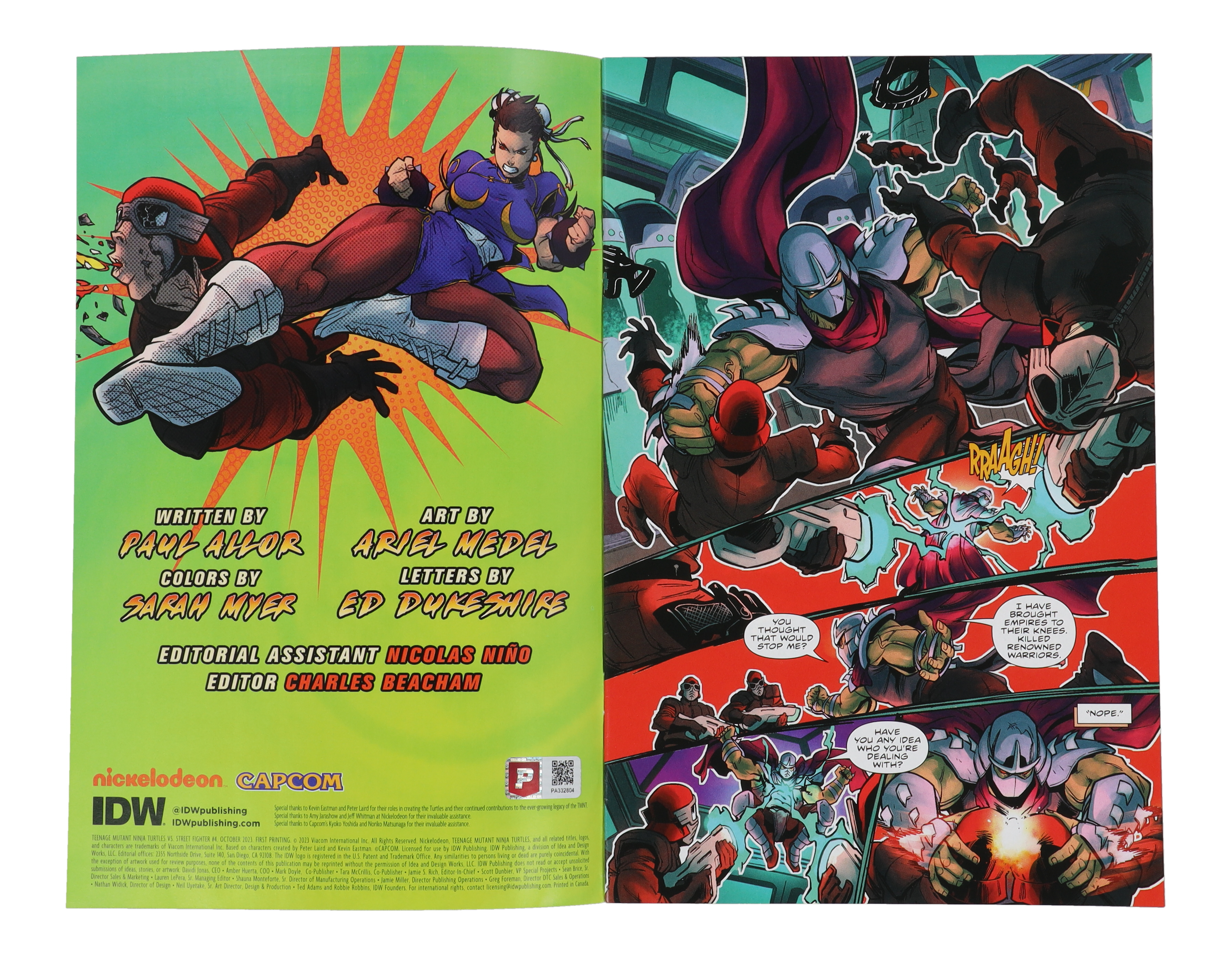 Kevin Eastman Signed 2023 "Teenage Mutant Ninja Turtles Vs. Street Fighter" #4 Beals Variant Cover IDW Comic Book (PA) at PristineAuction.com Kevin Eastman Signed 2023 "Teenage Mutant Ninja Turtles Vs. Street Fighter" #4 Beals Variant Cover IDW Comic Book (PA) at PristineAuction.com