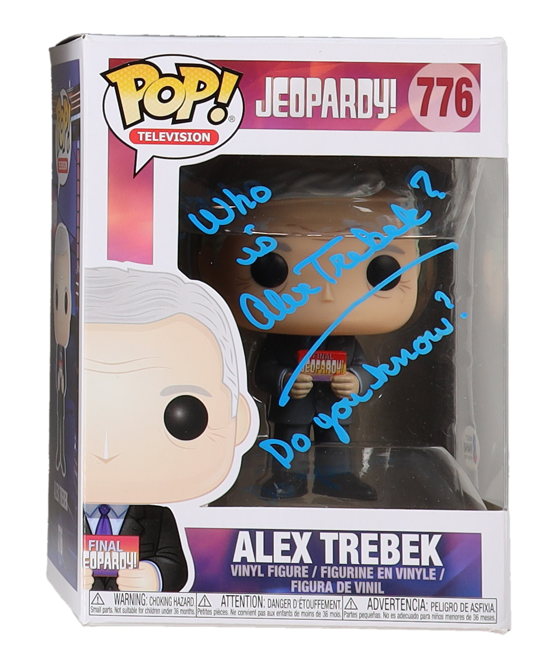 Alex Trebek Signed "Jeopardy!" #776 Alex Trebek Funko Pop! Vinyl Figure Inscribed "Who is Alex Trebek? Do You Know?" (Beckett) at PristineAuction.com Alex Trebek Signed "Jeopardy!" #776 Alex Trebek Funko Pop! Vinyl Figure Inscribed "Who is Alex Trebek? Do You Know?" (Beckett) at PristineAuction.com