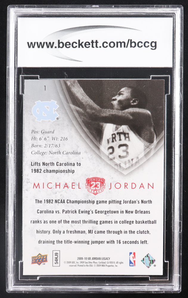 Michael Jordan 2009-10 Upper Deck Michael Jordan Legacy Collection Gold #1 (BCCG 10) at PristineAuction.com Michael Jordan 2009-10 Upper Deck Michael Jordan Legacy Collection Gold #1 (BCCG 10) at PristineAuction.com