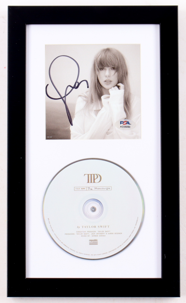 Taylor Swift Signed Custom Framed "The Tortured Poets Department" CD Album Insert Display With Disc (PSA) at PristineAuction.com Taylor Swift Signed Custom Framed "The Tortured Poets Department" CD Album Insert Display With Disc (PSA) at PristineAuction.com