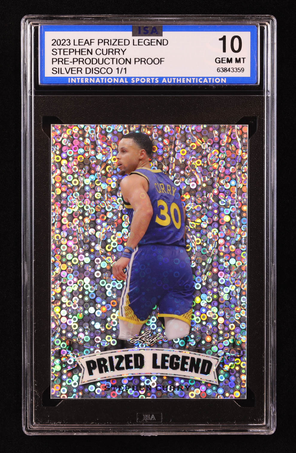 Stephen Curry 2023 Leaf Metal Prized Legend Disco Silver Pre-Production Proof #NNO #1/1 (ISA 10) at PristineAuction.com Stephen Curry 2023 Leaf Metal Prized Legend Disco Silver Pre-Production Proof #NNO #1/1 (ISA 10) at PristineAuction.com