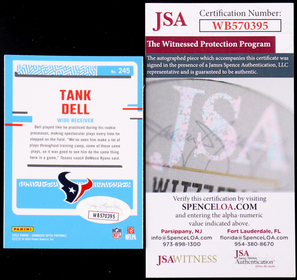 Tank Dell Signed 2023 Donruss Optic #245 RR RC (JSA) at PristineAuction.com Tank Dell Signed 2023 Donruss Optic #245 RR RC (JSA) at PristineAuction.com