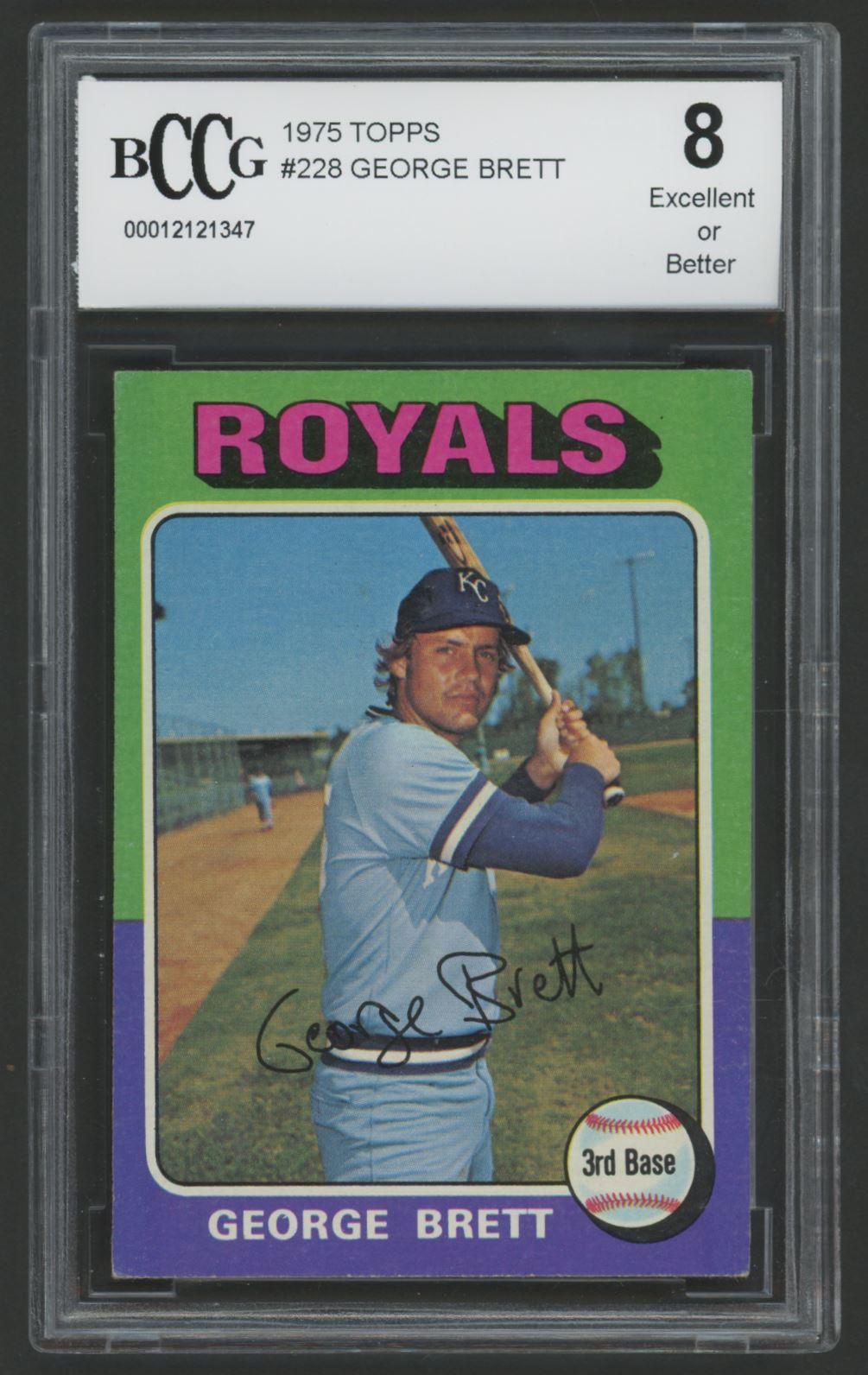 George Brett 1975 Topps #228 RC (BCCG 8) at PristineAuction.com George Brett 1975 Topps #228 RC (BCCG 8) at PristineAuction.com