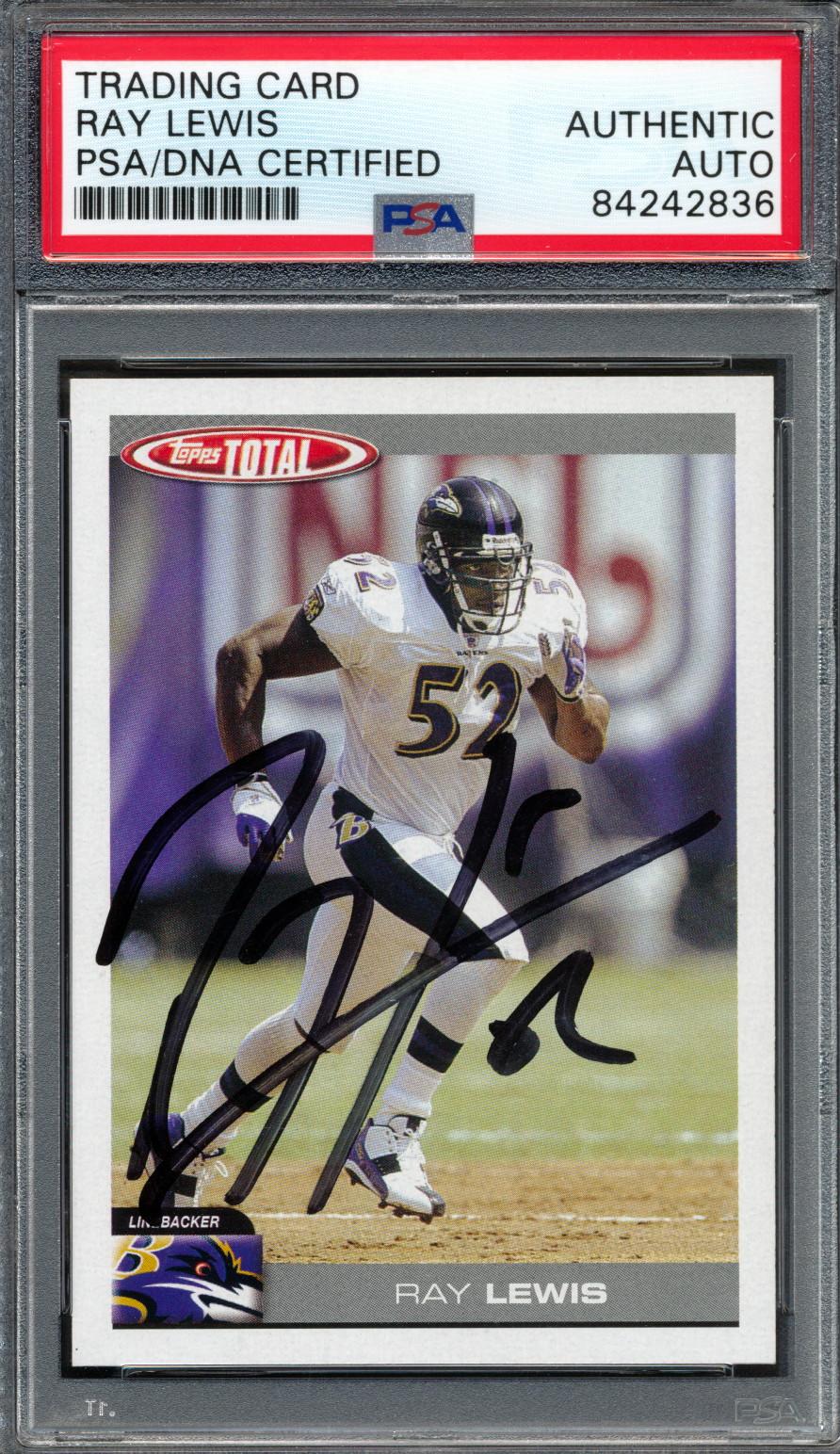 Ray Lewis Signed 2004 Topps Total #152 (PSA) at PristineAuction.com Ray Lewis Signed 2004 Topps Total #152 (PSA) at PristineAuction.com