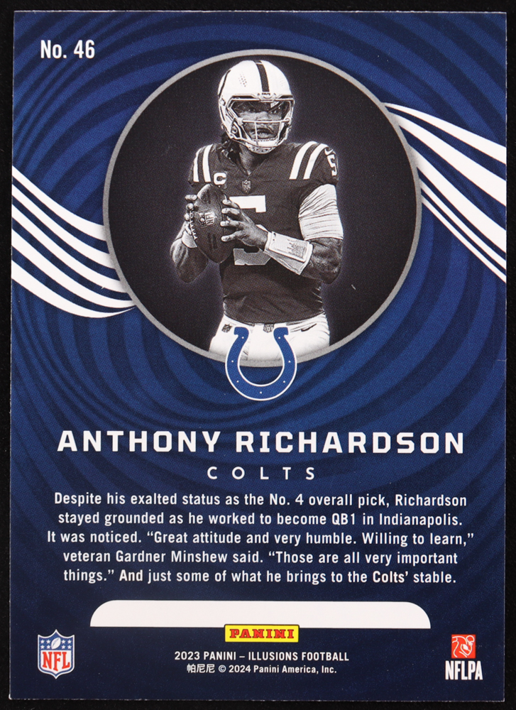 Anthony Richardson 2023 Panini Illusions Retail #46 RC at PristineAuction.com Anthony Richardson 2023 Panini Illusions Retail #46 RC at PristineAuction.com